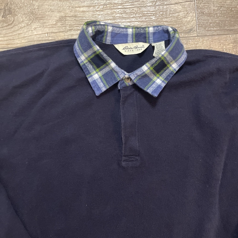 Eddie Bauer Shirt Mens Size XL Rugby Polo Long Sleeve‎ vintage 90s